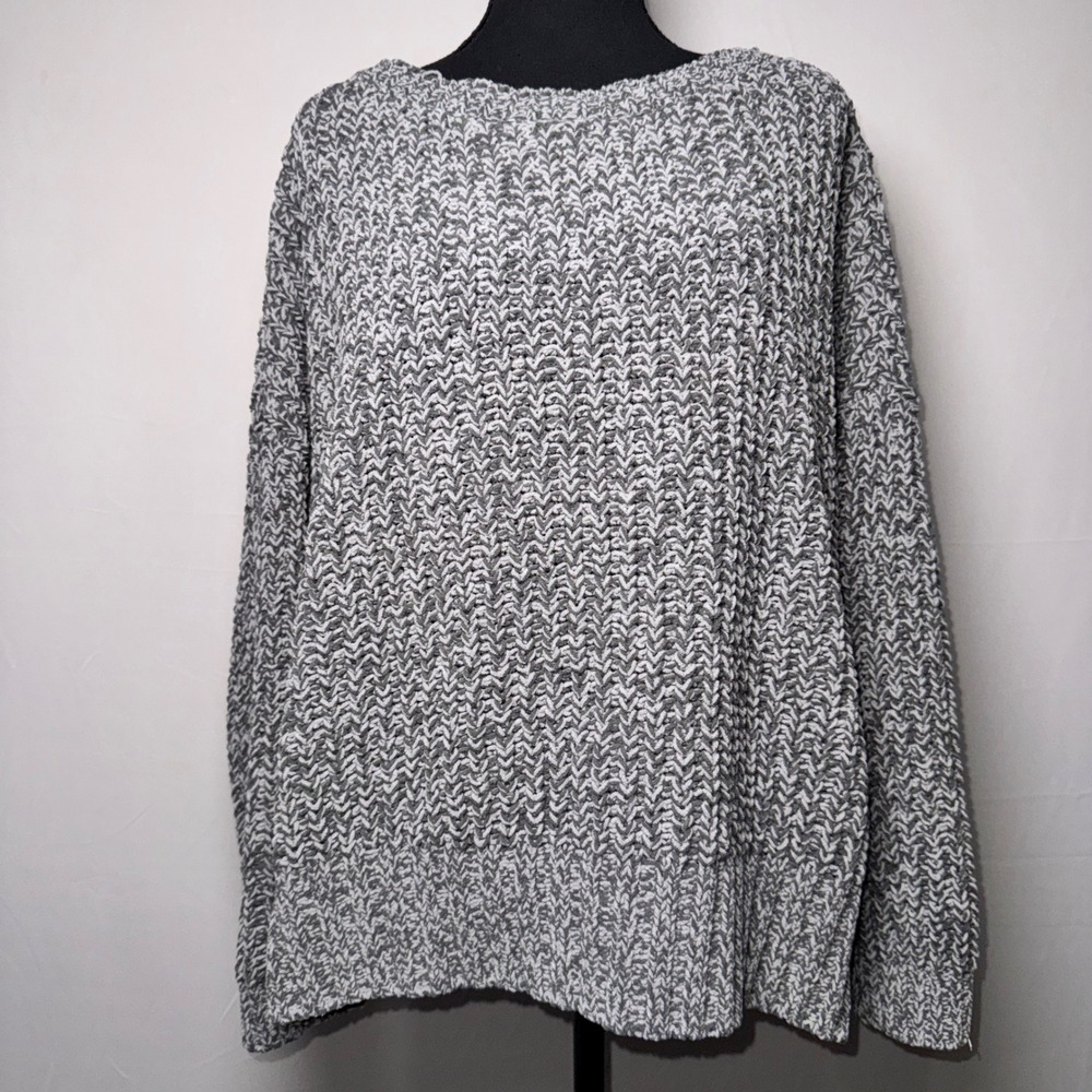 American Eagle Marled Grey Chenille Chunky Knit Oversized Sweater Womens Medium